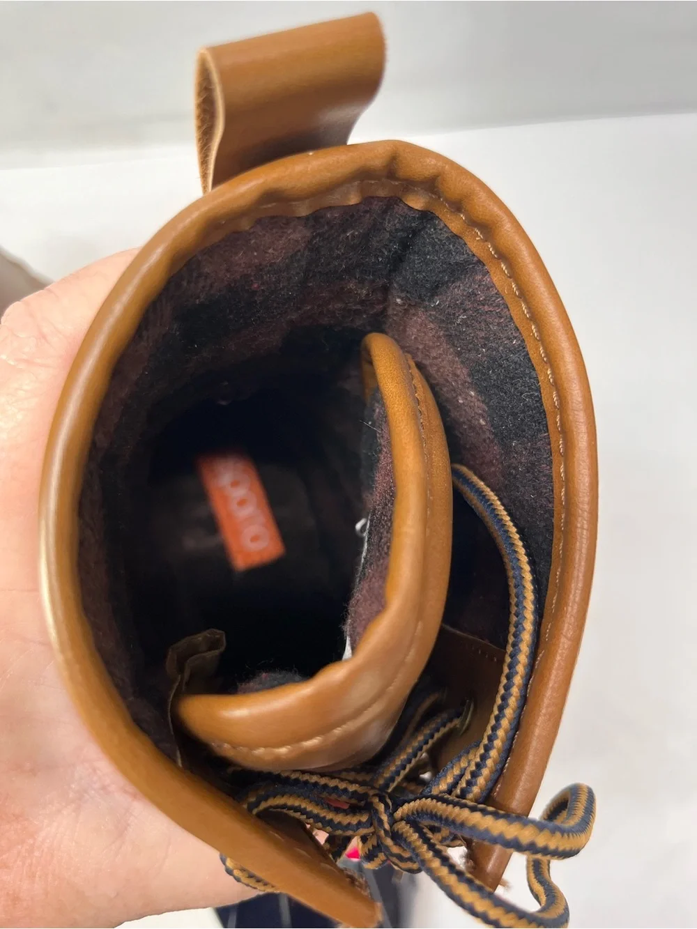 Sporto Tan and Navy Lace-Up Duck Boots